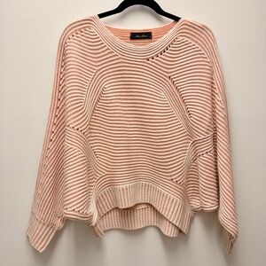 Anna Grace Batwing Sweater, Light Pink & White | Size L